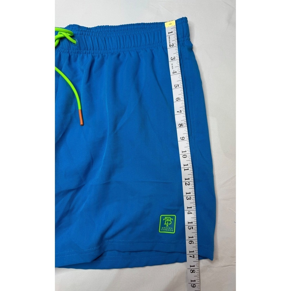 Broken Threads Blue Swim Trunks Men's XL Lined Beach Shorts Neon Pockets - Picture 10 of 10